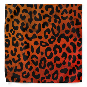 Wild Leopard Print Pattern Ombre Orange Red Bandana