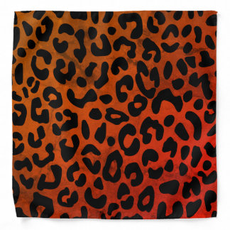 Wild Leopard Print Pattern Ombre Orange Red Bandana