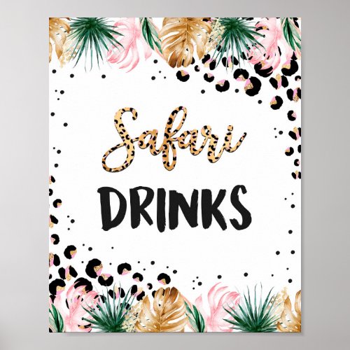 Wild Leopard Print Safari Drinks Birthday Sign