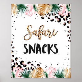 Wild Leopard Print Safari Snacks Birthday Sign