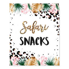 Wild Leopard Print Safari Snacks Birthday Sign