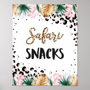 Wild Leopard Print Safari Snacks Birthday Sign