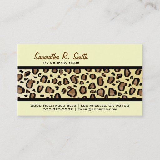 Customizable Wild Leopard Print Stripe Business Card