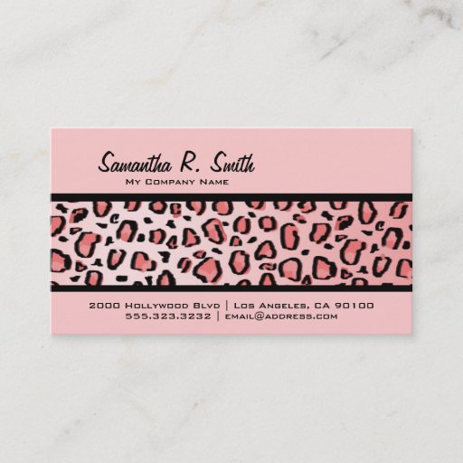 Customizable Wild Leopard Print Stripe Pink Business Card