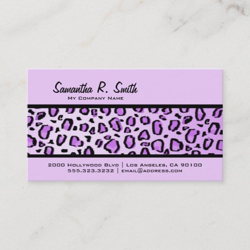 Customizable Wild Leopard Print Stripe Purple Business Card