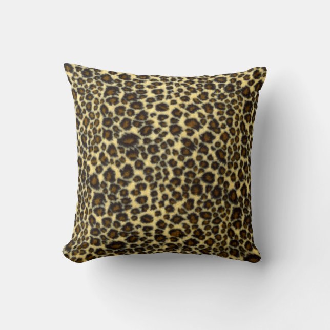 Wild Leopard Print Throw Pillow (Front)
