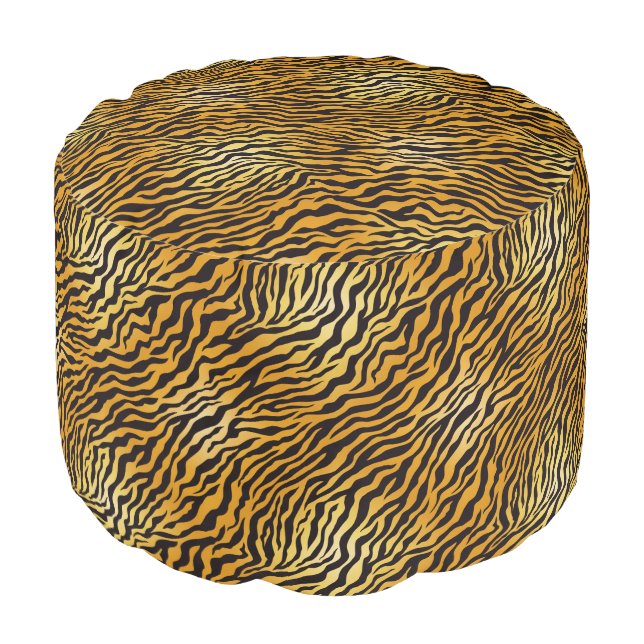 Wild Leopard Sturdy Spun Polyester Round Pouf (Angled Front)