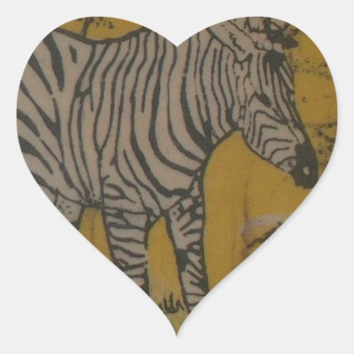 Wild Life Kenya African Safari Zebra Heart Sticker