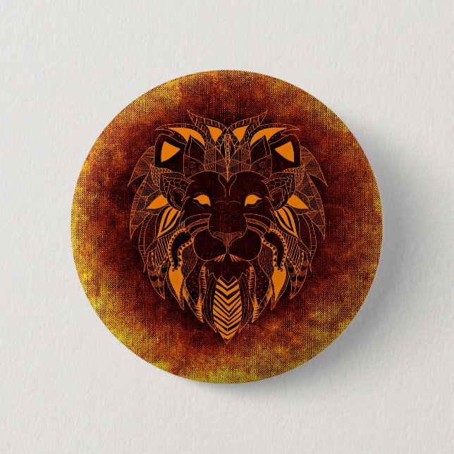 Wild lion abstract pinback button (Front)