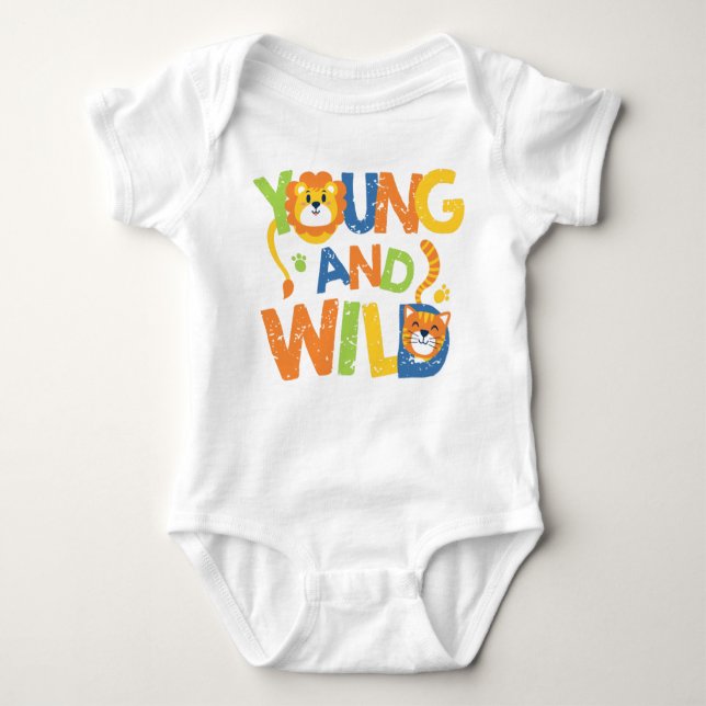 Wild Lion and Tiger Baby Sleeper Bodysuit (Front)