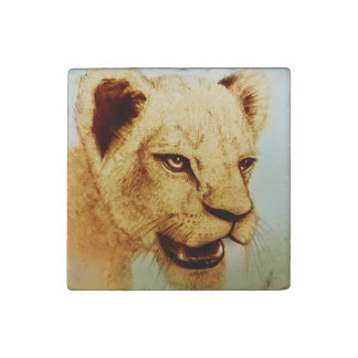 Wild Lion, Big Cats Marble Stone Magnet