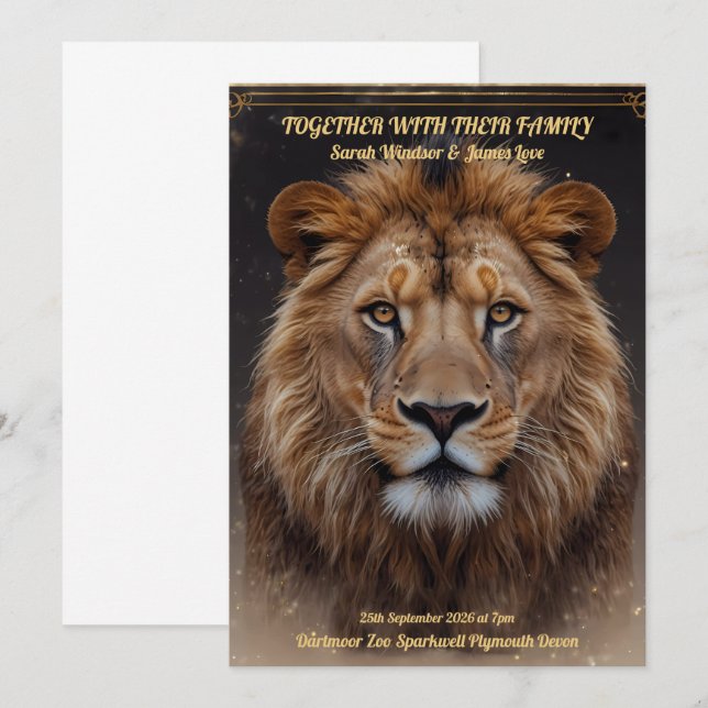 Wild Lion Head portrait Invitation (Front/Back)