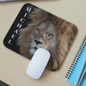 Wild Lion Photo Green eyes  Personalized  Mouse Pad