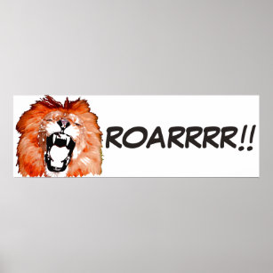 Wild Lion Pop Art Comic Style Roar Script Poster