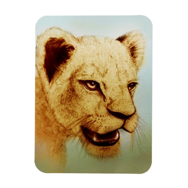 Wild Lion, Realistic Animal Art Photo Magnet (Vertical)