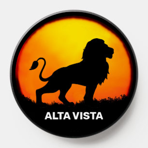 Wild Lion Silhouette & Sun PopSocket