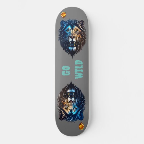 Wild Lion Skateboard  Wildlife Art Board