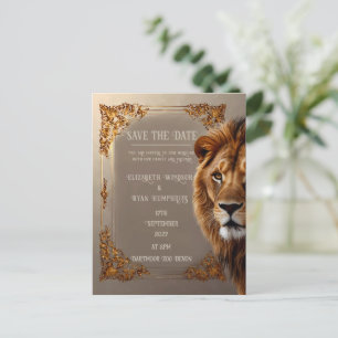 Wild Lion Wedding Invitation Postcard