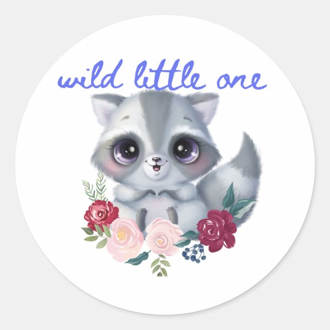 Wild Little One Raccoon Sticker (Front)