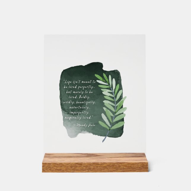 Wild Living Quote Acrylic Sign Imperfect Souls (Front)