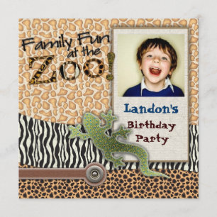 Wild Lizzard Safari Zoo Birthday Photo Invitation