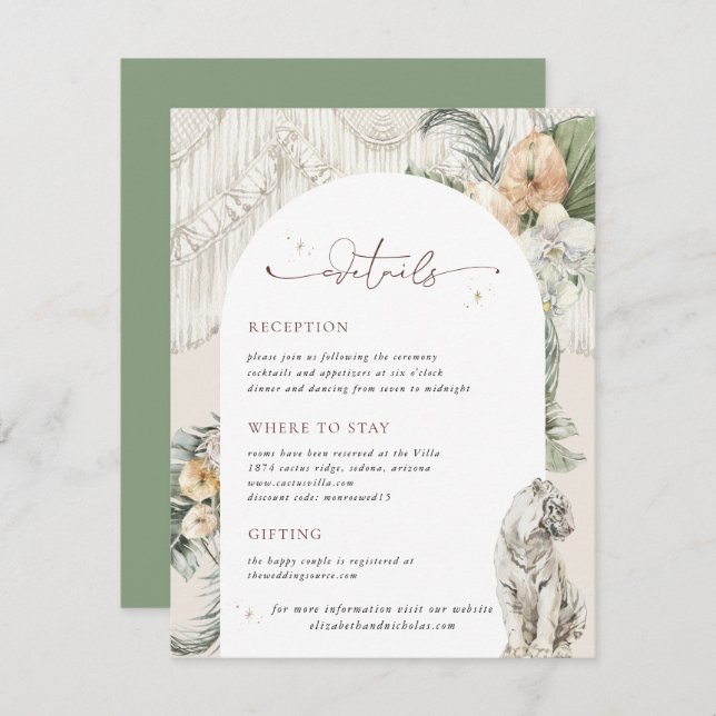 Wild Love | Boho Macrame Greenery Guest Details Enclosure Card (Front/Back)