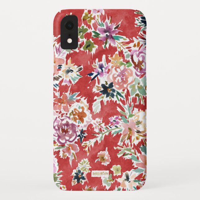 WILD LOVE Bold Red Floral Case-Mate iPhone Case (Back)