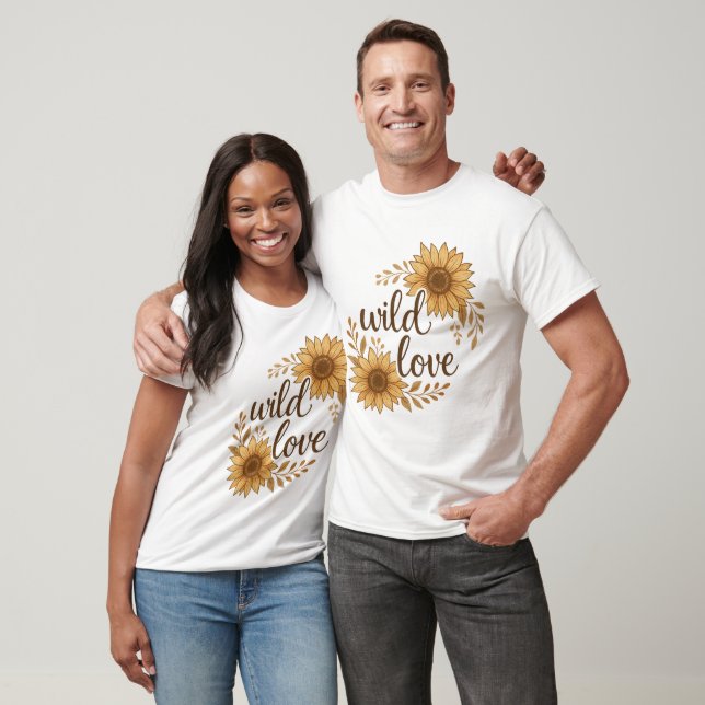 Wild Love – Rustic Boho Sunflower Wedding T-Shirt (Unisex)