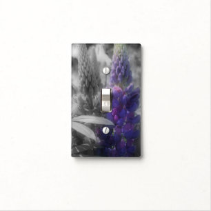 Wild Lupine Flowers In Black And White Light Switch Cover
