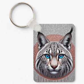 Wild Lynx Geometric Portrait With Copper Accents Keychain