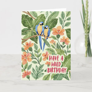 Wild Macaw Jungle Birthay Card