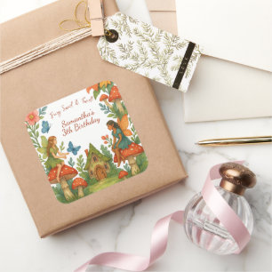 Wild Magical Fairy Garden Birthday Party - Square Sticker