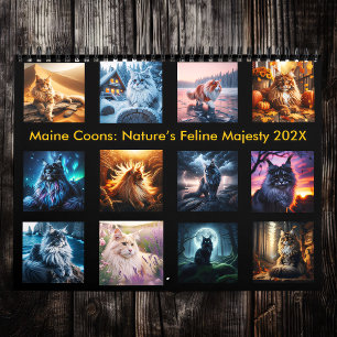 Wild Maine Coons: Nature’s Feline Majesty 202X  Calendar