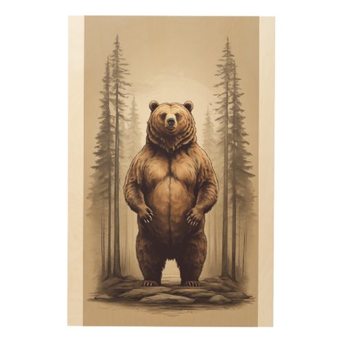 Wild Majesty Grizzly Bear Forest Stand Wall Art