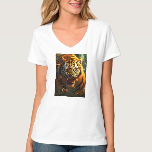 Wild Majesty Tiger Spirit Fierce Elegance T_Shirt