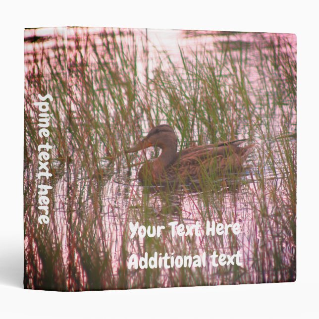 Wild Mallard Duck In Pond Animal Personalized 3 Ring Binder (Front/Spine)