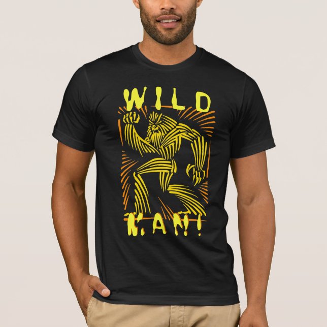 Wild Man WolfMan Woodcut Graphic T-Shirt (Front)