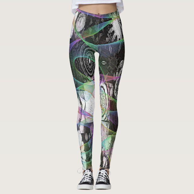 Wild Mandela Abstract Designer Leggings (Front)
