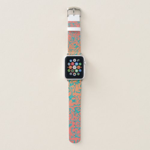 Wild Marble 6 _ Living Coral and Turquoise Apple Watch Band