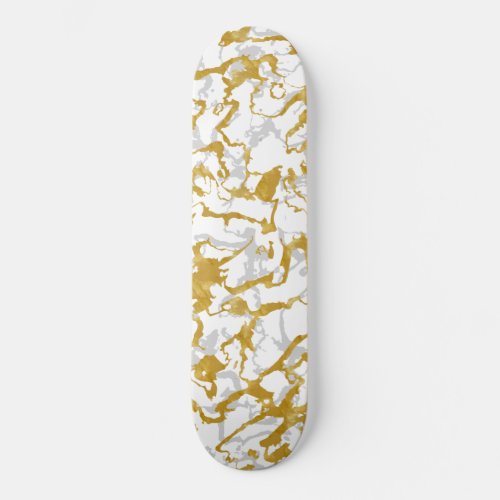 Wild Marble 9 _ White and GoldGrey Skateboard