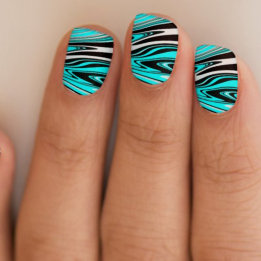 Wild Marble Pattern Aqua Black Minx Nail Art