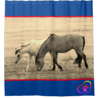 WILD MARE AND FOAL ONAQUI HERD Shower Curtain
