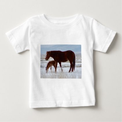 Wild Mare with Baby in Utah Desert in Winter Baby T-Shirt