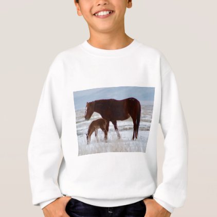 Wild Mare with Baby in Utah Desert in Winter Sweatshirt