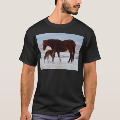 Wild Mare with Baby in Utah Desert in Winter T-Shirt