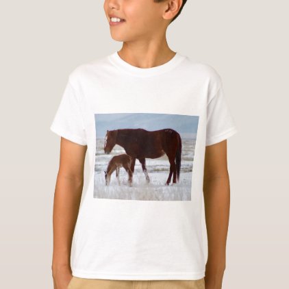 Wild Mare with Baby in Utah Desert in Winter T-Shirt