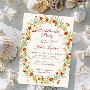 Wild Marigold Flowers Foliage Bachelorette Party Invitation