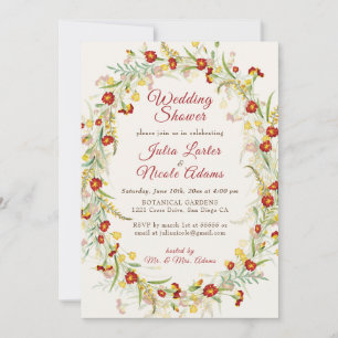 Wild Marigold Flowers Foliage Wedding Shower Invitation