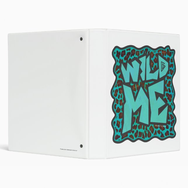 Wild Me Brown and Teal Leopard Design 3 Ring Binder (Background)