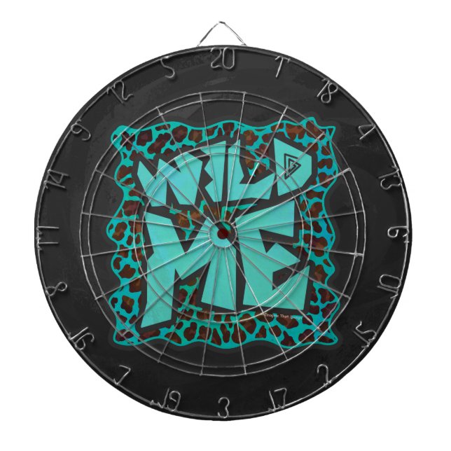 Wild Me Brown and Teal Leopard Design Dartboard With Darts (Front)